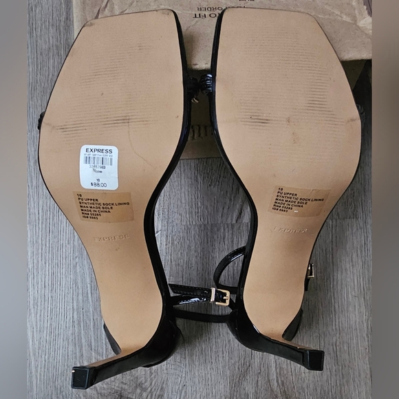 Express Black Patent Leather Chain Strap Heels – Size 10 - Picture 10 of 11